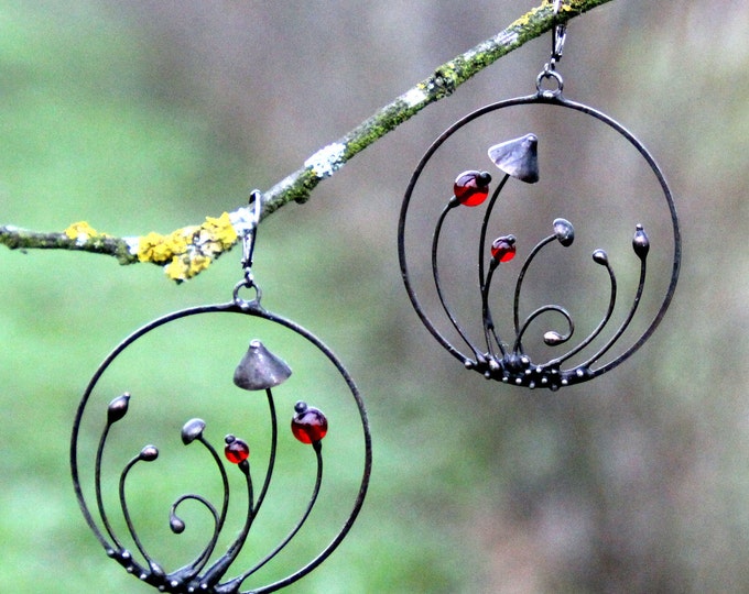 Hippie earrings, mushroom jewelry, mushroom earrings, boho earrings, psytrance, witch jewelry, forest earrings, magic mushroom, psychedelic