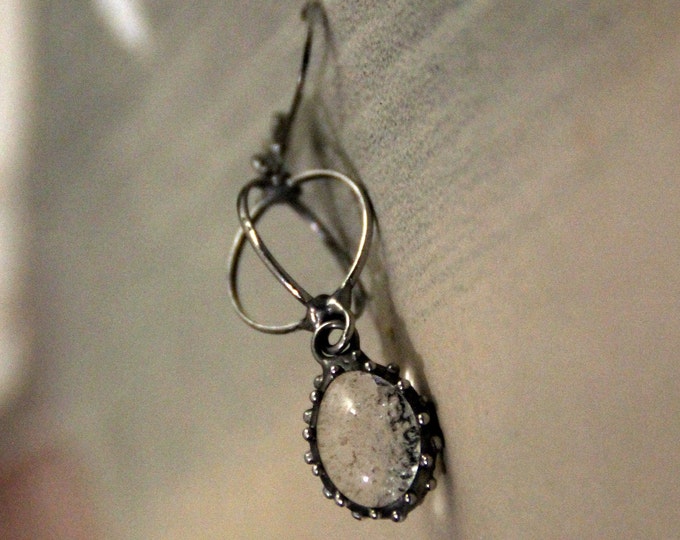 Art nouveau stained glass minimalist single one earring, bohemian monoearring, unique gift for women, unusual statement jewelry fo her.