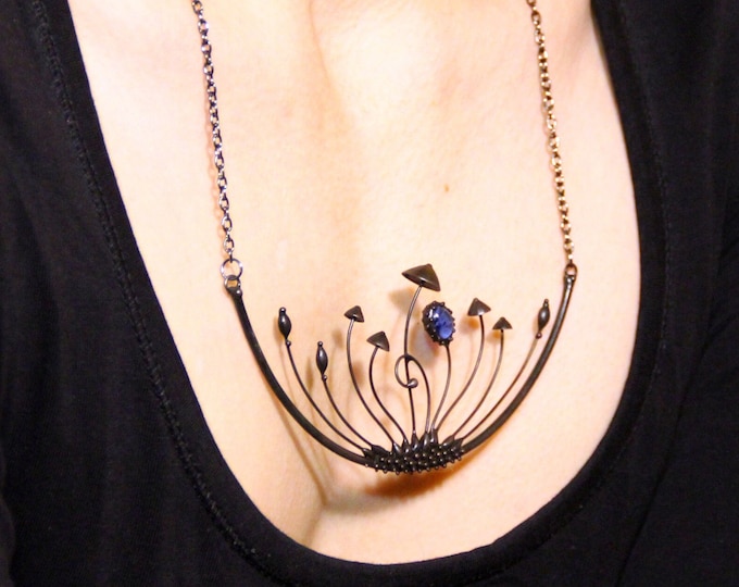Witch Stained Glass Mushroom Necklace: Boho Floral Fungi Pendant