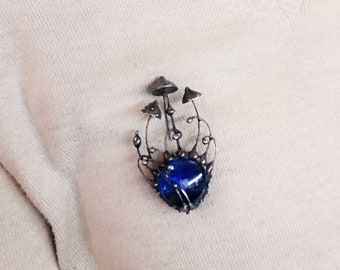 Handmade Magic Mushroom Brooch Boho Psytrance Jewelry Witchy Vintage Fungi Pin