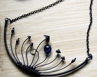 Witchy Stained Glass Mushroom Necklace: Boho Floral Fungi Pendant