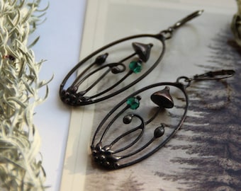 Hippie earrings, mushroom jewelry, mushroom earrings, boho earrings, psytrance, witch jewelry, forest earrings, magic mushroom, psychedelic