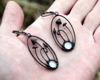 Copper Glass Mushroom Earrings: Psychedelic Boho Hippie Jewelry