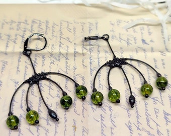 Bohemian Berry Earrings: Green Glass Fairy Witch Jewelry