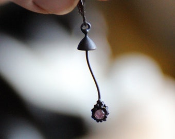 Magic Mushroom Single Earring: Amethyst, Copper, and Pewter