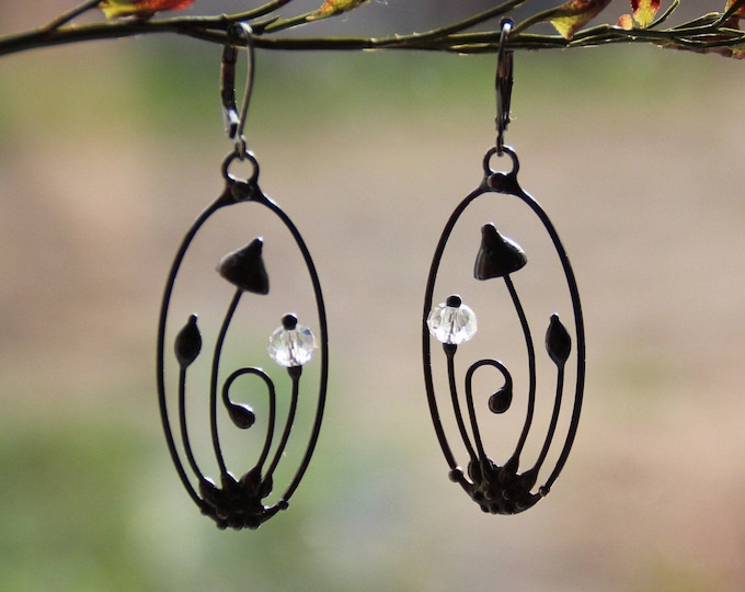 Mushroom Earrings: Boho Hippie Jewelry, Psychedelic Forest Design