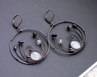 Mushroom Forest Hoop Earrings: Magic Woodland Witch Jewelry