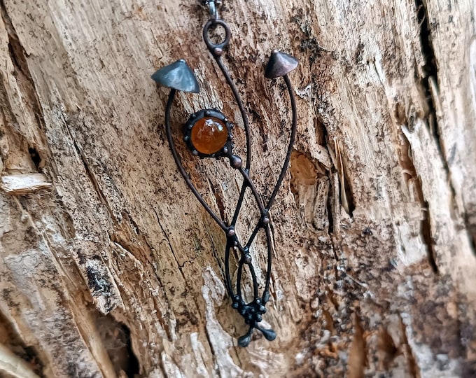Mushroom Pendant: Stained Glass Forest Fungi Jewelry