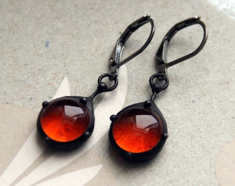 Red Stained Glass Suncatcher Earrings: Handmade Boho Jewelry