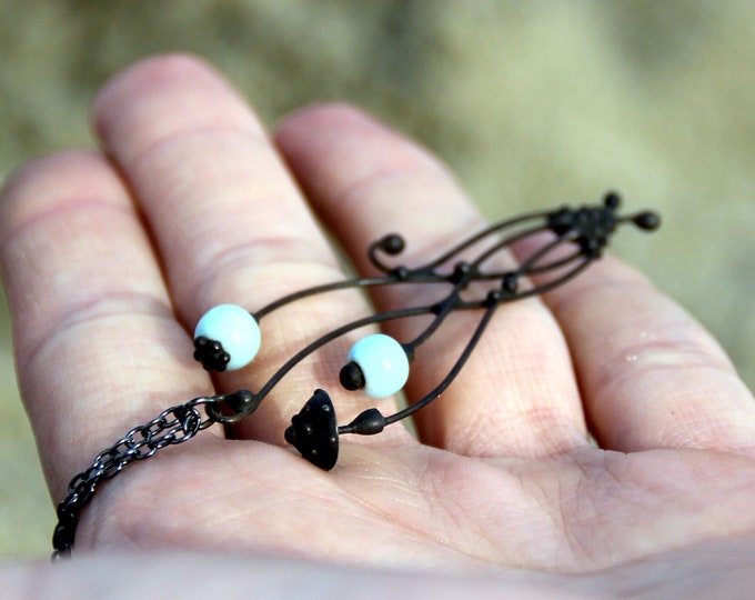 Black Metal Toadstool Pendant: Mushroomcore Woodland Necklace