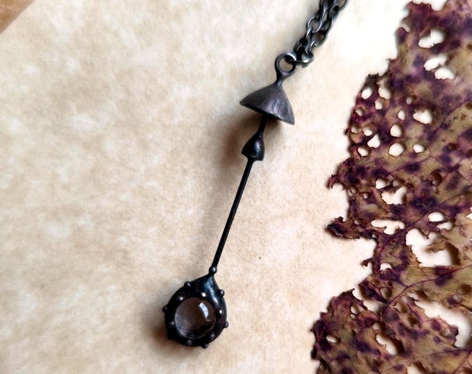 Stained Glass Mushroom Pendant, Handcrafted Forest Fungi Necklace