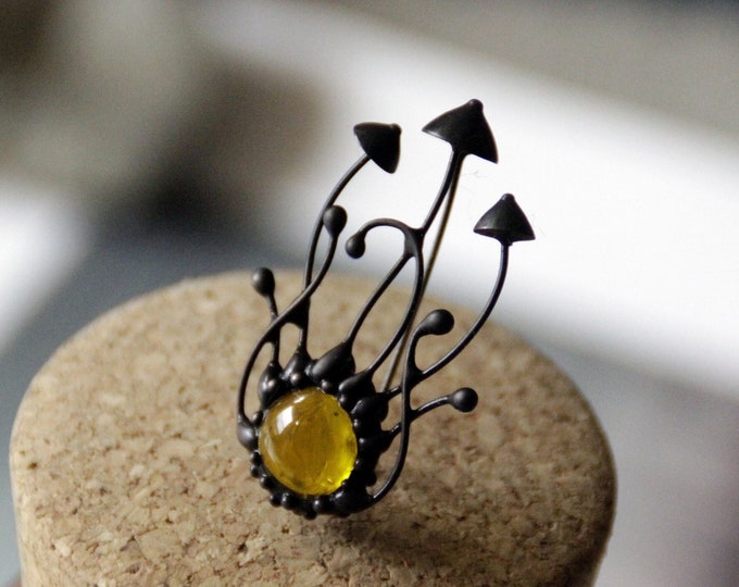 Handmade Stained Glass Mushroom Brooch: Psychedelic Good Witch Jewelry