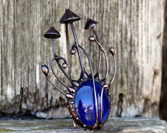 Boho Mushroom Brooch - Psychedelic Botanical Jewelry