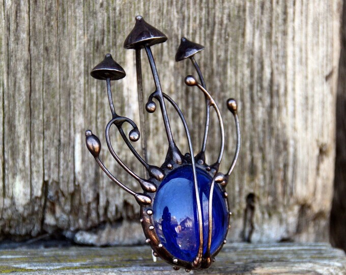 Boho Mushroom Brooch - Psychedelic Botanical Jewelry