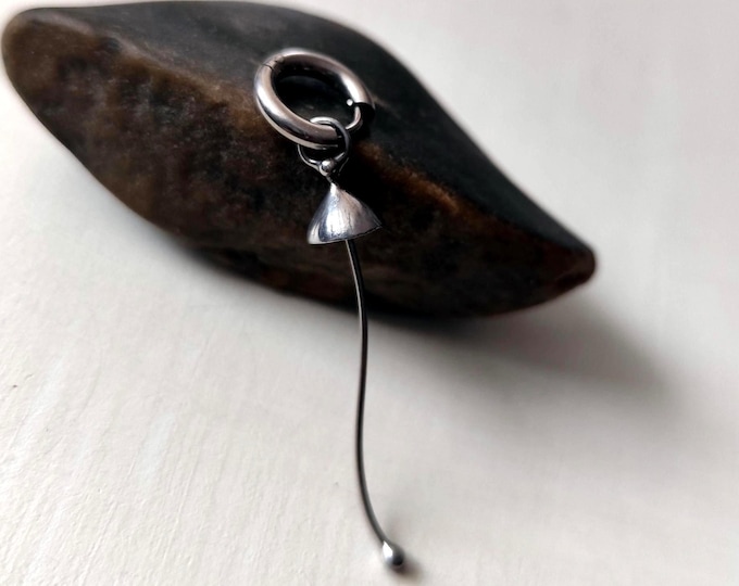Handmade Mushroom Dangle Earring: Copper & Steel Jewelry