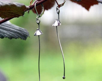 Handmade silver metal magic mushrooms earrings, witchstyle earrings, foreststyle earrings, fungi earrings, witch jewelry, fungi earrings