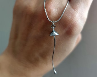 Silver Tone Amanita Mushroom Necklace, Copper and Pewter Toadstool Pendant, Mycology Jewelry