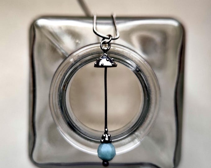 Handcrafted Amanita Mushroom Fly Trap Pendant: Forest Fungi Necklace with Amazonite