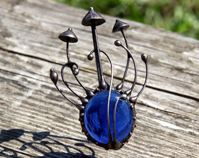 Boho Mushroom Brooch - Psychedelic Botanical Jewelry