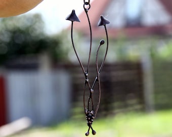 Black metal magic mushrooms pendant, psychedelic mushrooms pendant, forest gift, hippie pendant, witch pendant, fungi pendant, psytrance