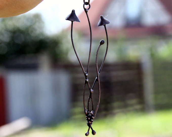 Black metal magic mushrooms pendant, psychedelic mushrooms pendant, forest gift, hippie pendant, witch pendant, fungi pendant, psytrance