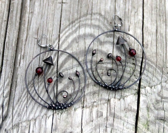 Hippie earrings, mushroom jewelry, mushroom earrings, boho earrings, psytrance, witch jewelry, forest earrings, magic mushroom, psychedelic