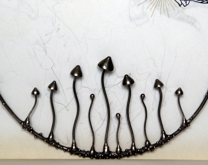 Handmade Magic Mushroom Necklace: Copper Fungi Pendant, Goddess Charm