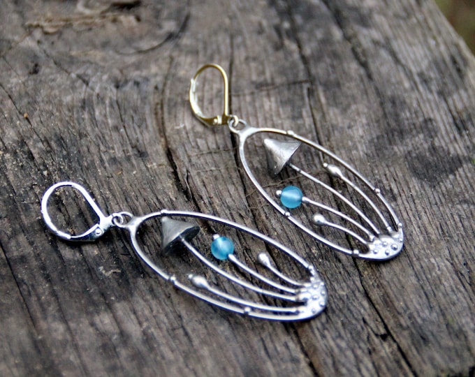 Handmade silver metal magic mushrooms earrings, witchstyle, fairy earrings, boho fungi, witch jewelry, witchcraft, mushroom jewelry