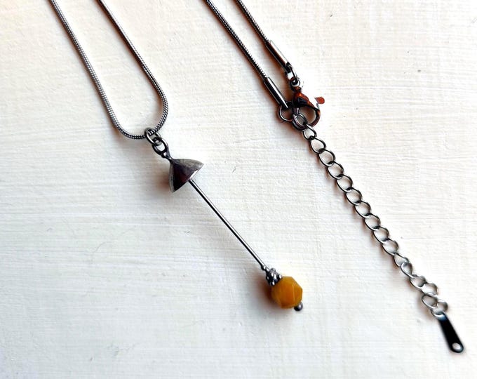 Yellow Jade Pendant Necklace, Forest Jewelry: Handcrafted Small Mushroom Pendant