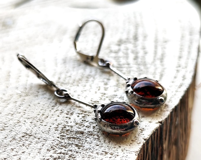 Brown Stained Glass Earrings: Boho Minimalist Jewelry