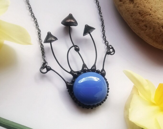 Magic mushrooms hippie necklace, unusual boho pendant, acid jewelry pendant, forest witch necklace, vintage pendant, fungi pendant, forest
