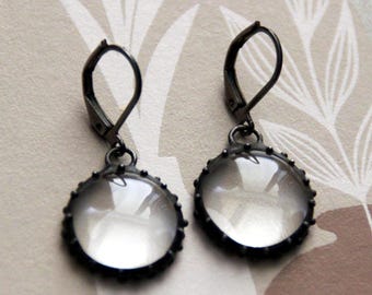 Stained Glass Earrings: Boho Minimalist Clear Glass Jewelry