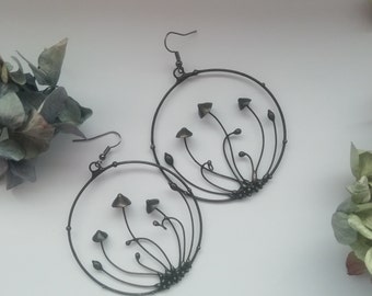 Psychedelic Mushroom Hoop Earrings: Handcrafted Fungi Woodland Jewelry