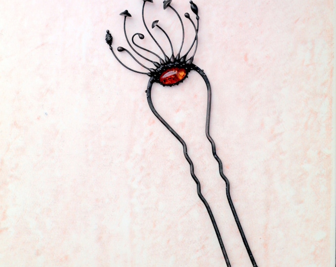 Magic mushrooms handmade metal hair pin witchcraft aesthetic forest unusual boho hippie design jewelry, fairy style psychedelic mushroom.