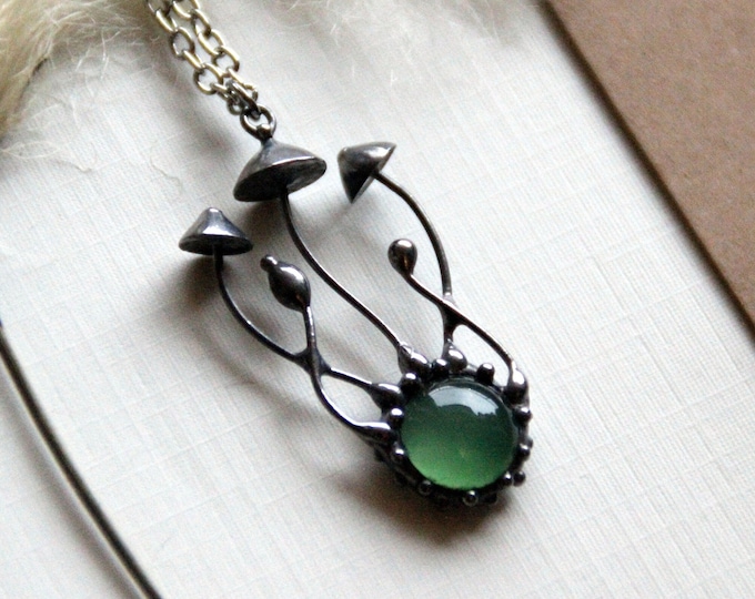 Stained Glass Mushroom Pendant Necklace: Handmade Forest Jewelry