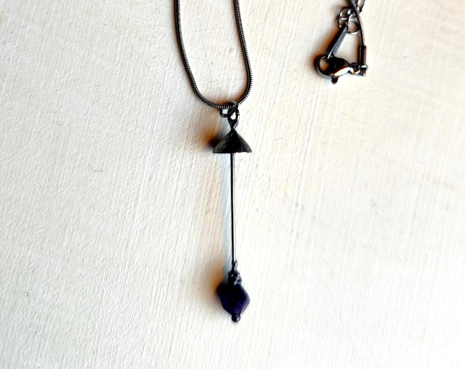 Purple Amethyst Pendant Necklace, Forest Jewelry, Handcrafted Small Mushroom Pendant