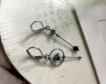 Asymmetrical Mushroom Earrings: Floral Boho Hippie Jewelry