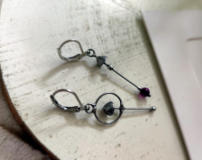 Asymmetrical Mushroom Earrings: Floral Boho Hippie Jewelry