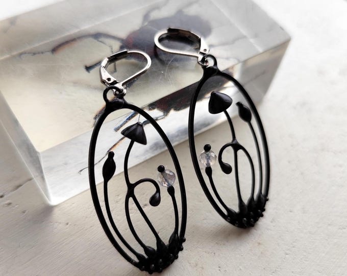 Mushroom Earrings Copper Labradorite: Psychedelic Boho Hippie Jewelry