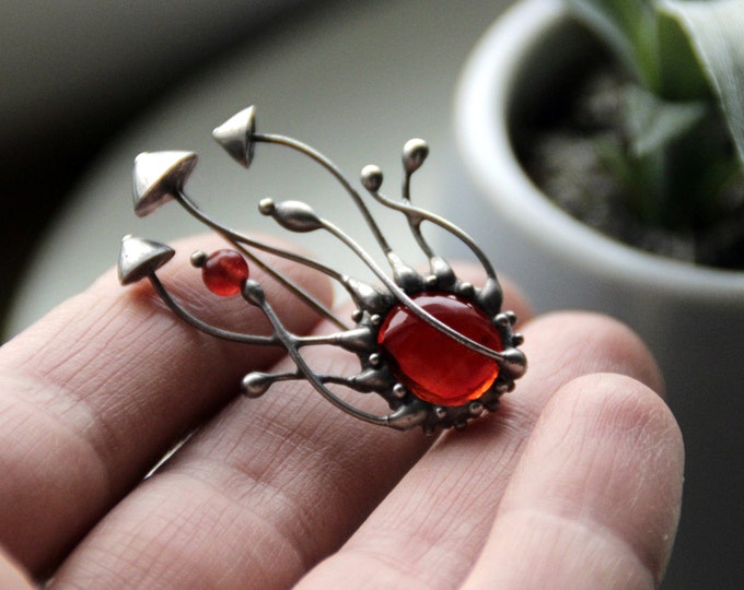 Stained Glass Mushroom Brooch: Handmade Forest Jewelry