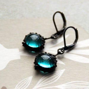 Suncatchers unique blue stained glass boho author&#39;s earrings, simple geometry hippie earrings with blue glass, unusual statement jewelry.