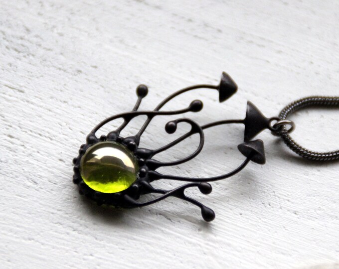 Mushrooms necklace cotagecore forest handmade jewelry, psychedelic fungi stained glass pendant, unique toadstools necklace jewellery.