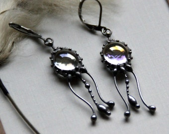 Stained Glass Jellyfish Earrings: Art Nouveau Ocean Jewelry