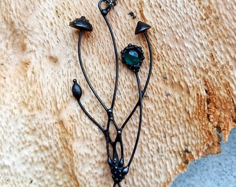 Amanita Mushroom Pendant: Psychedelic Rave Jewelry, Handmade Copper & Green Glass