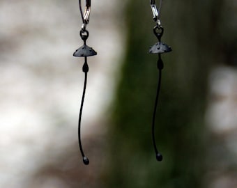Forest amanita metal fungi magic mushrooms earrings, witch psychedelic earrings, boho hippie mushroom jewelry, unusual gift nature earrings