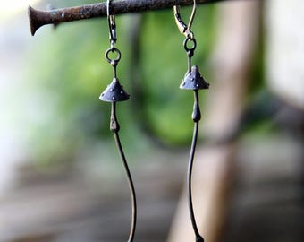 Handmade metal magic mushrooms amanita earrings, witch earrings, foreststyle earrings, fungi earrings, witch jewelry, fungi amanita earrings