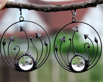 Magic Mushroom Hoop Earrings: Psychedelic Witch Jewelry