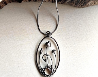 Handmade Mushrooms Pendant, Clear Glass, Minimalist Hippie Necklace