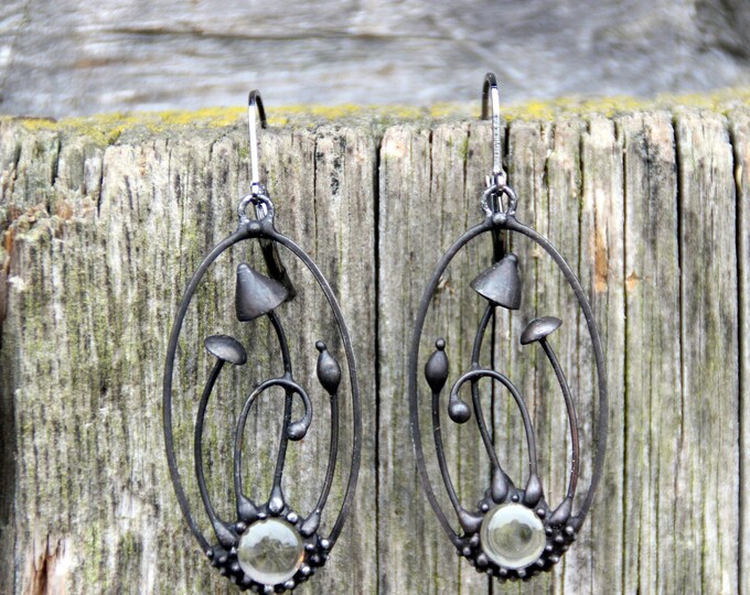 Copper Glass Mushroom Earrings: Psychedelic Boho Hippie Jewelry