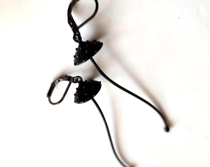 Handmade Long Copper Earrings Amanita Mushroom: Forest Witch Jewelry